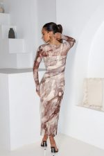 Elegant Marble Print Maxi Dress - Image 4