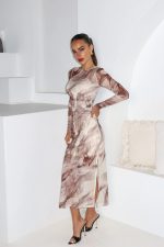 Elegant Marble Print Maxi Dress - Image 3