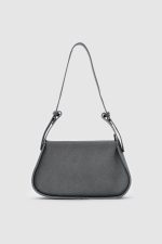 Elegant Grey Faux Leather Handbag