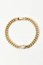 Elegant Chain Bracelet With Crystal Accent