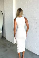 Elegant White Sleeveless Bodycon Dress - Image 4