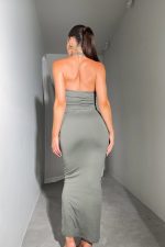 Chic Olive Halter Bodycon Dress - Image 6