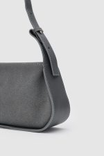 Elegant Grey Faux Leather Handbag - Image 3
