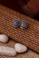 Elegant Blue Crystal Stud Earrings - Image 5