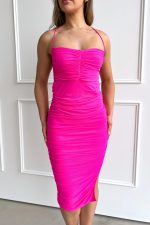 Vibrant Fuchsia Sleeveless Midi Dress