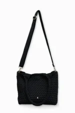 Elegant Woven Black Tote Bag - Image 2