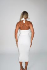 Elegant White Bodycon Midi Dress - Image 4