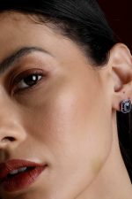 Elegant Blue Crystal Stud Earrings - Image 4