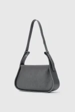 Elegant Grey Faux Leather Handbag - Image 2