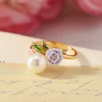 Elegant Floral Pearl Ring - Image 2