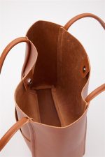 Chic Brown Faux Leather Tote Bag - Image 5