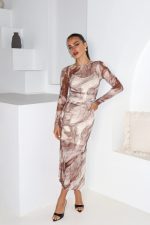 Elegant Marble Print Maxi Dress