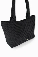 Elegant Woven Black Tote Bag - Image 3