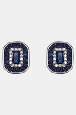 Elegant Blue Crystal Stud Earrings - Image 2