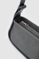Elegant Grey Faux Leather Handbag - Image 4