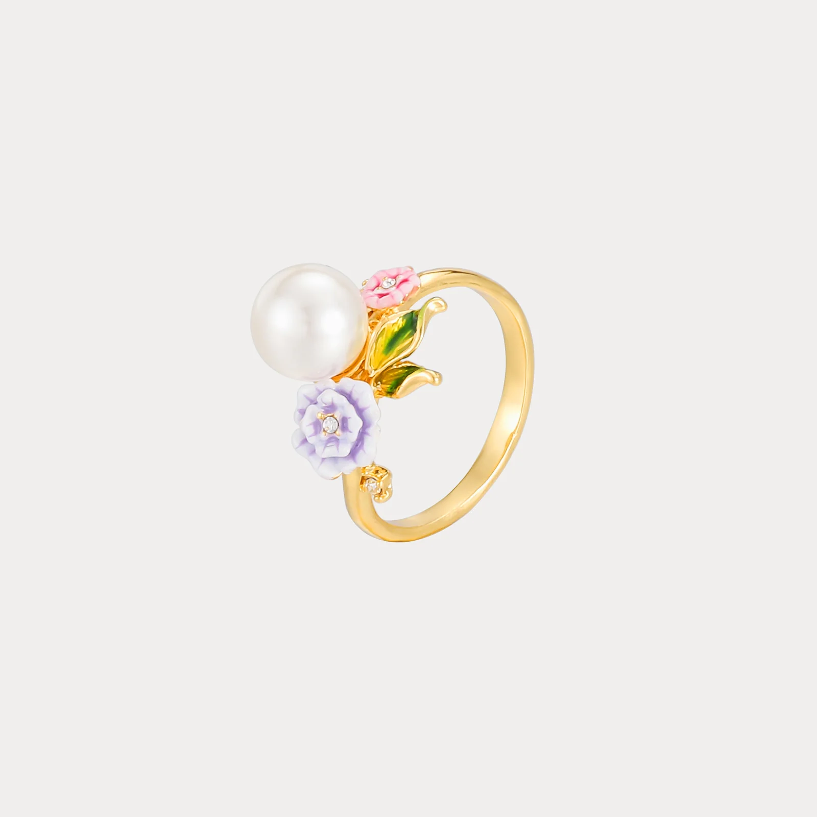 E14E2754-97BC-1D54-582E-48BAA0E88A84 Elegant Floral Pearl Ring - Image 1